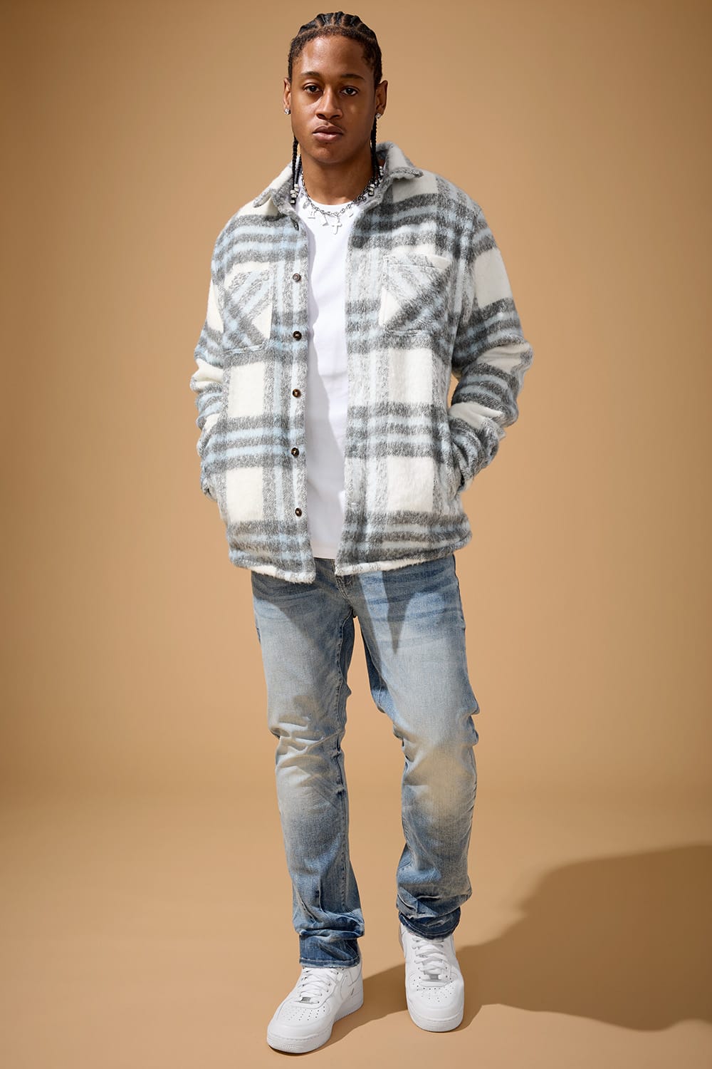 Jordan Craig Ironworks Flannel Shacket (Light Blue)