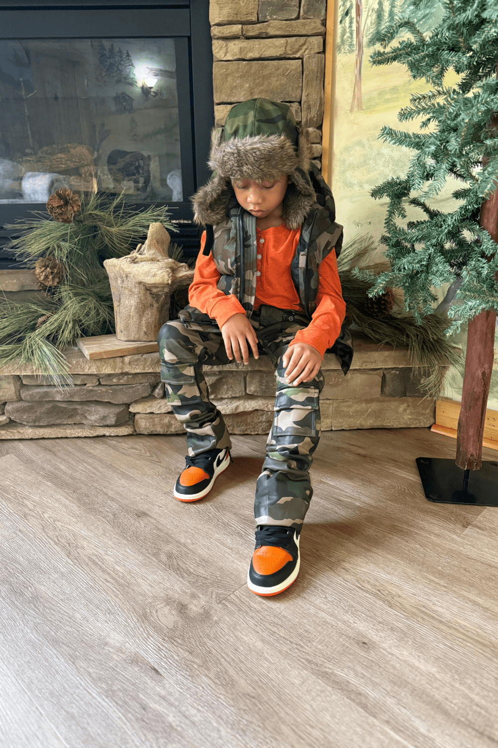 JC Kids Kids Stacked Thriller Camo Cargo Pants (Vintage Camo)