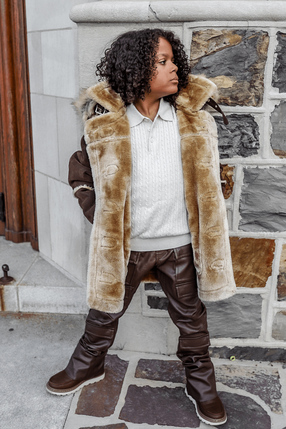 Kids Denali Shearling Jacket (Brown)