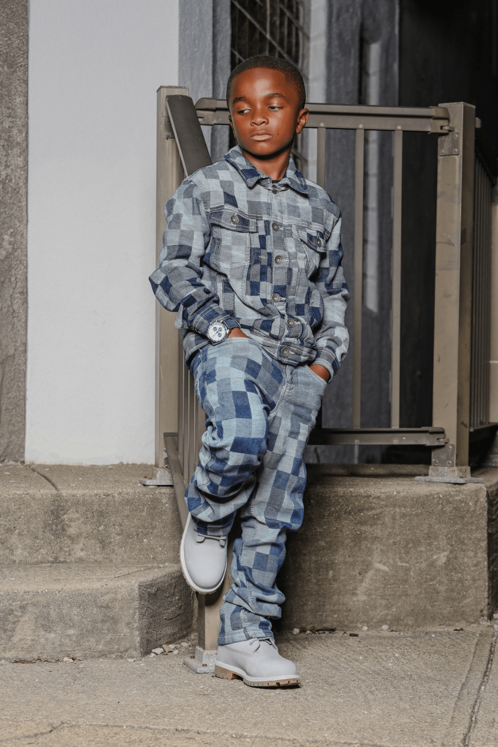 JC Kids Kids Stacked Illusion Denim (Aged Wash)