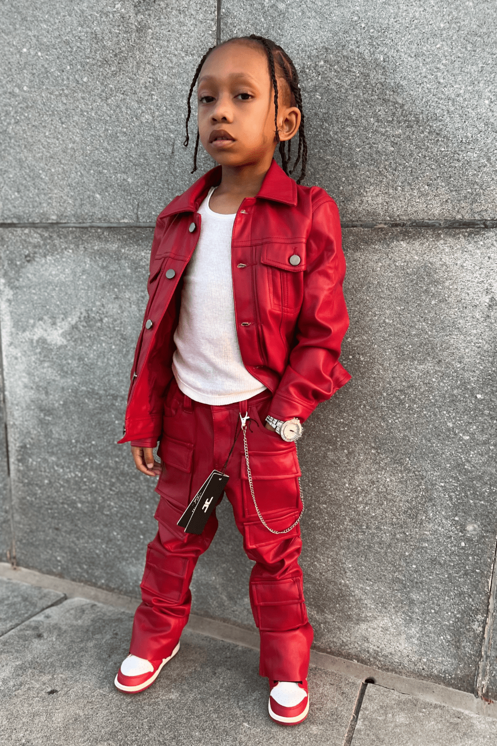 JC Kids Kids Stacked Thriller Cargo Pants (Red)