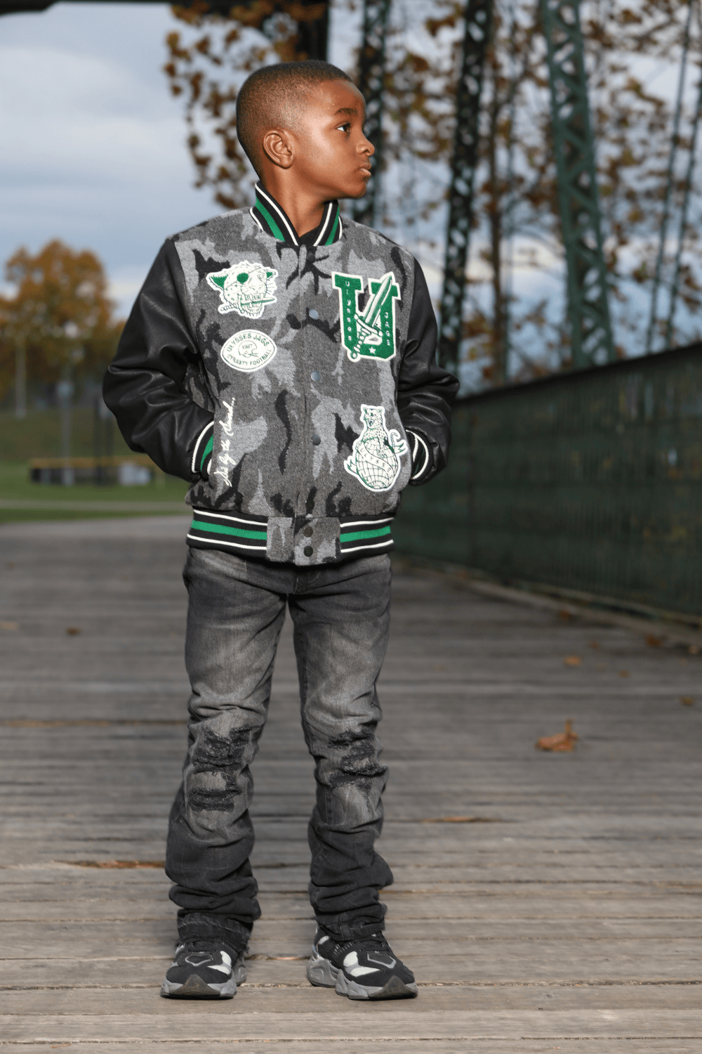JC Kids Kids Life of Vice Varsity Jacket (Black Camo)