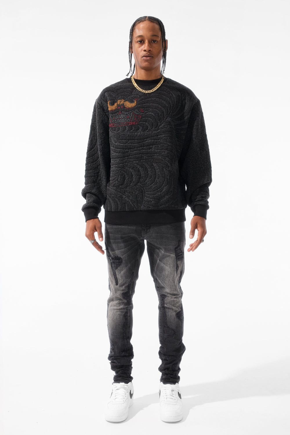 Jordan Craig Silk Road Crewneck Sweater (Black Dragon)