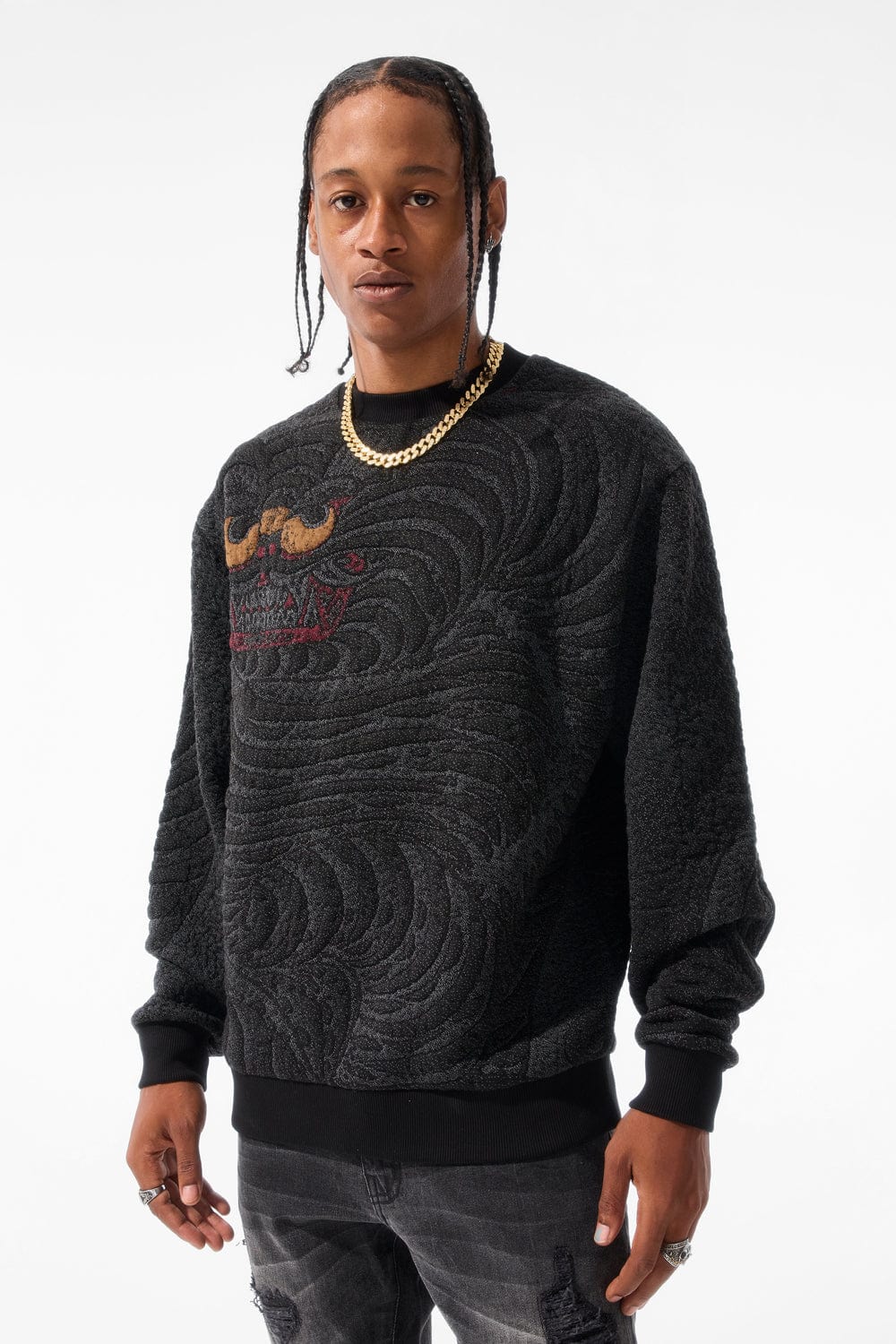 Jordan Craig Silk Road Crewneck Sweater (Black Dragon) S / Black Dragon