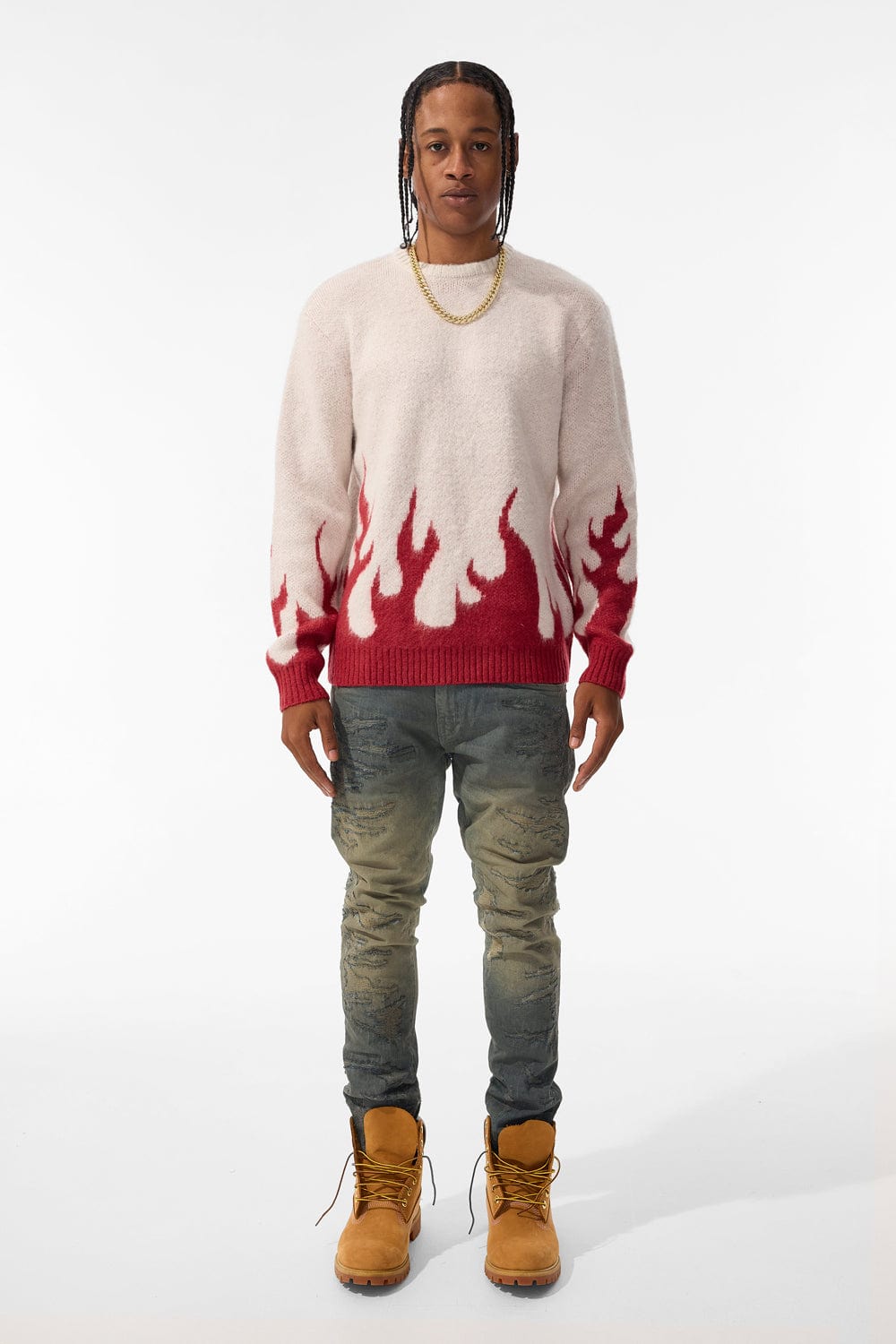 Jordan Craig Inferno Crewneck Sweater (Blood Ivory)