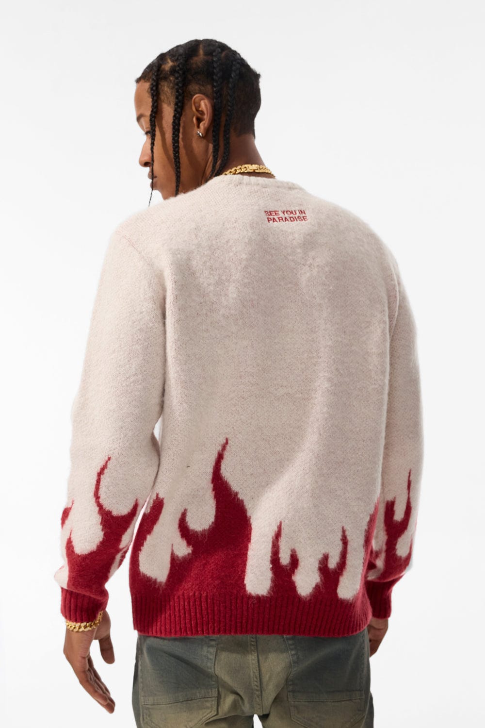 Jordan Craig Inferno Crewneck Sweater (Blood Ivory)