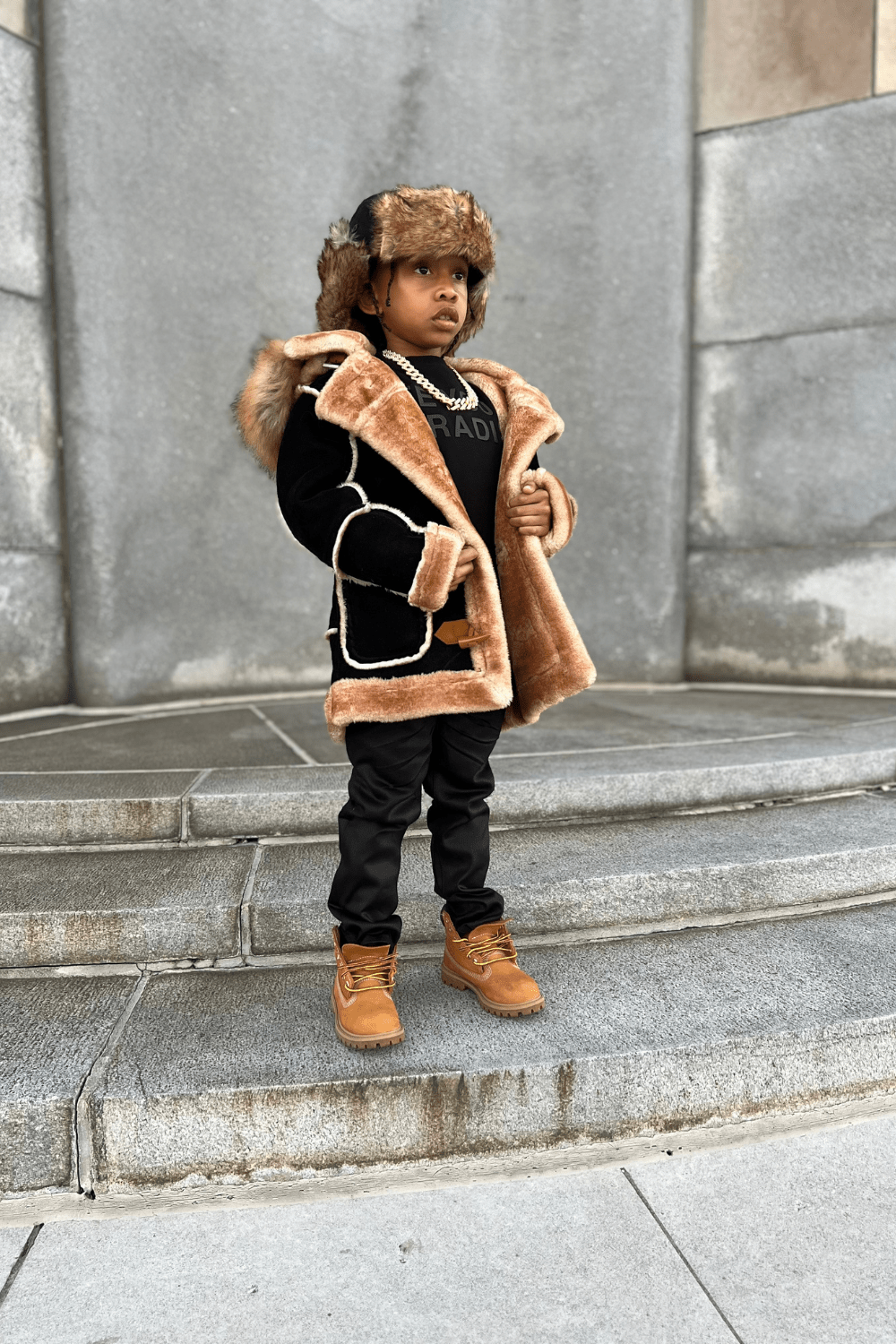 JC Kids Kids Denali Shearling Jacket (Black Coffee)