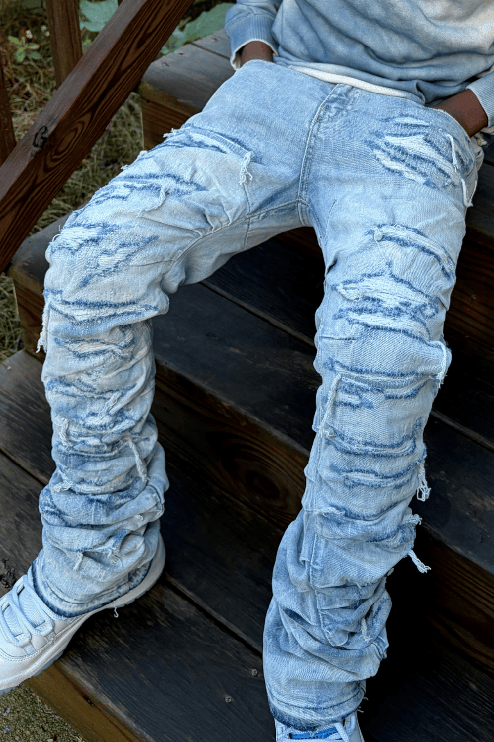 JC Kids Kids Stacked Ripple Effect Denim (Ice Blue)