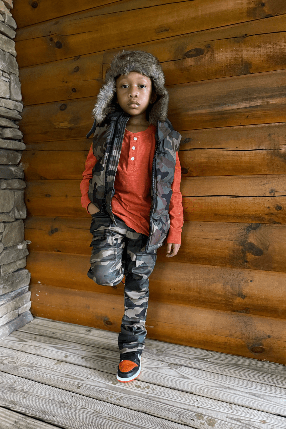 JC Kids Kids Stacked Thriller Camo Cargo Pants (Vintage Camo)