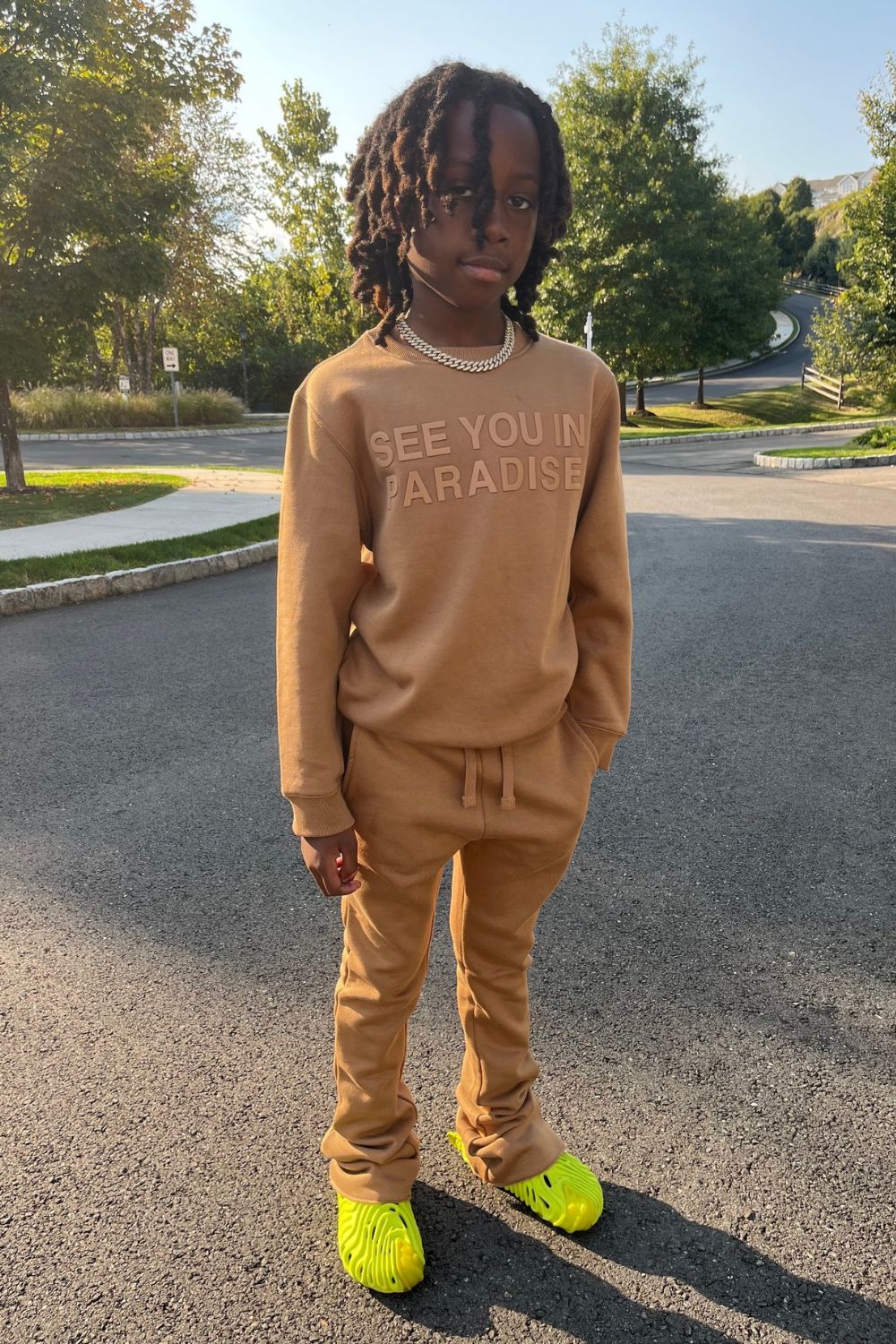 Kids Paradise Tonal Crewneck Sweatshirt (Mocha)