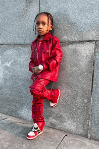 Kids Stacked Thriller Cargo Pants (Red)