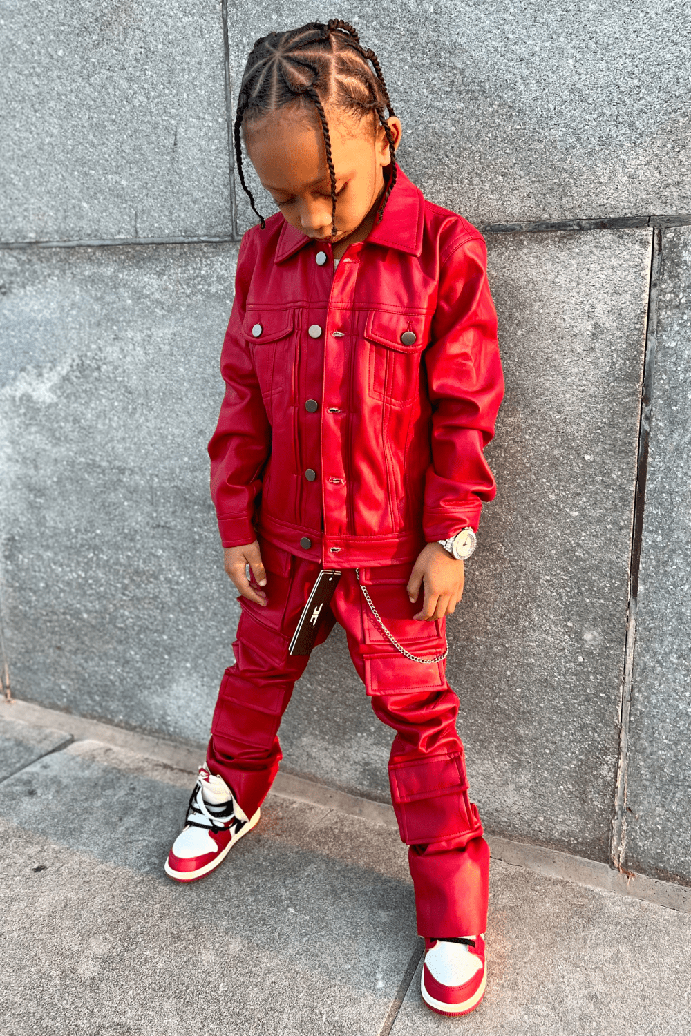 JC Kids Kids Stacked Thriller Cargo Pants (Red)