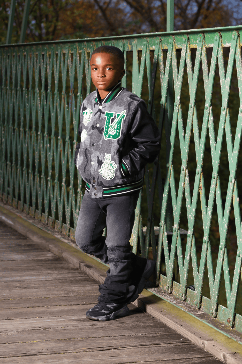 JC Kids Kids Life of Vice Varsity Jacket (Black Camo)