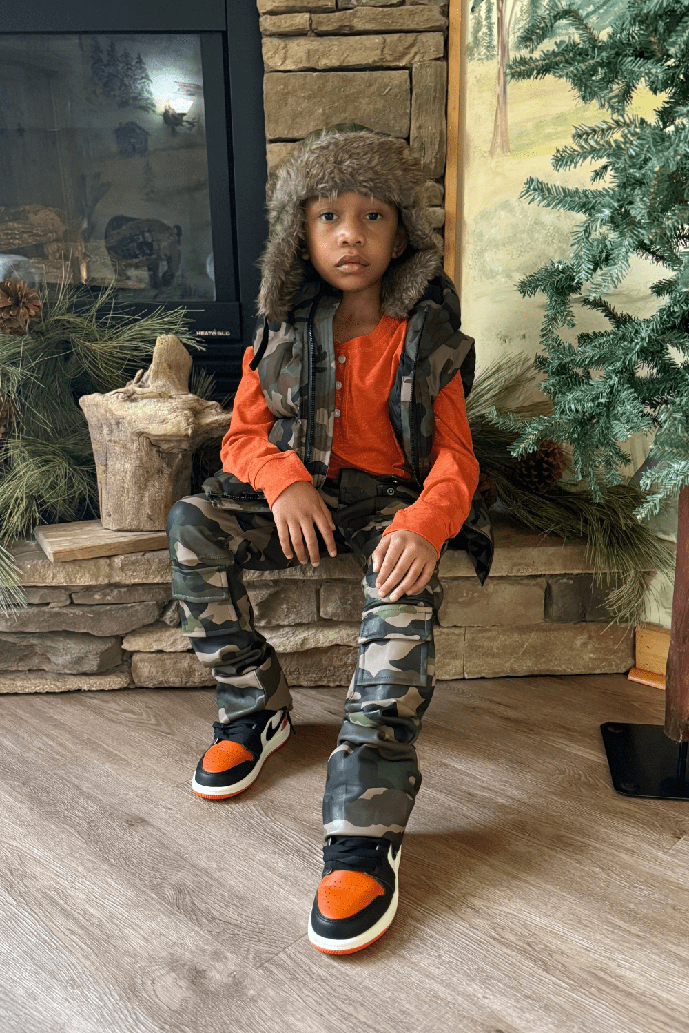 JC Kids Kids Stacked Thriller Camo Cargo Pants (Vintage Camo)