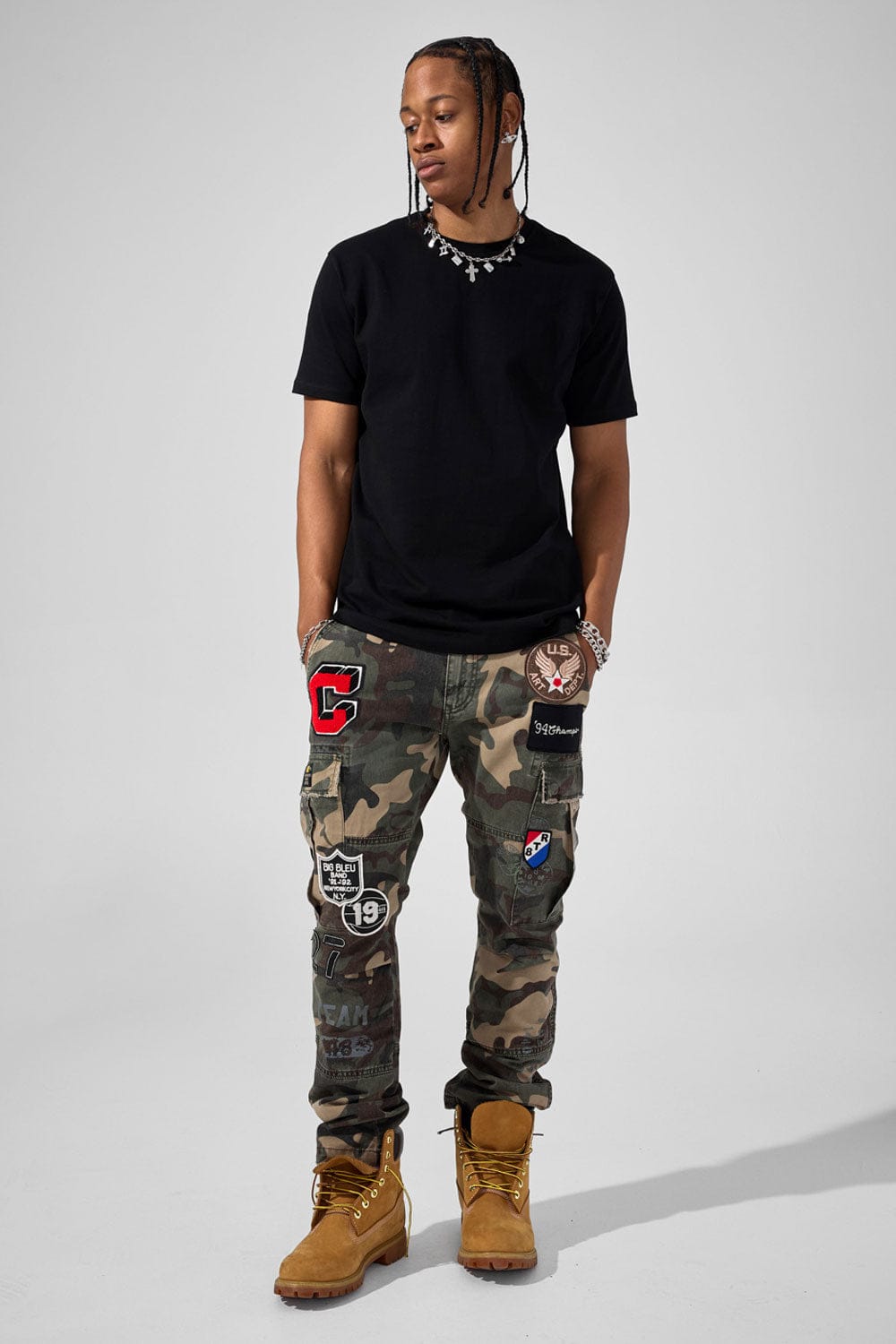 Xavier - Purple Heart Cargo Pants (Woodland)