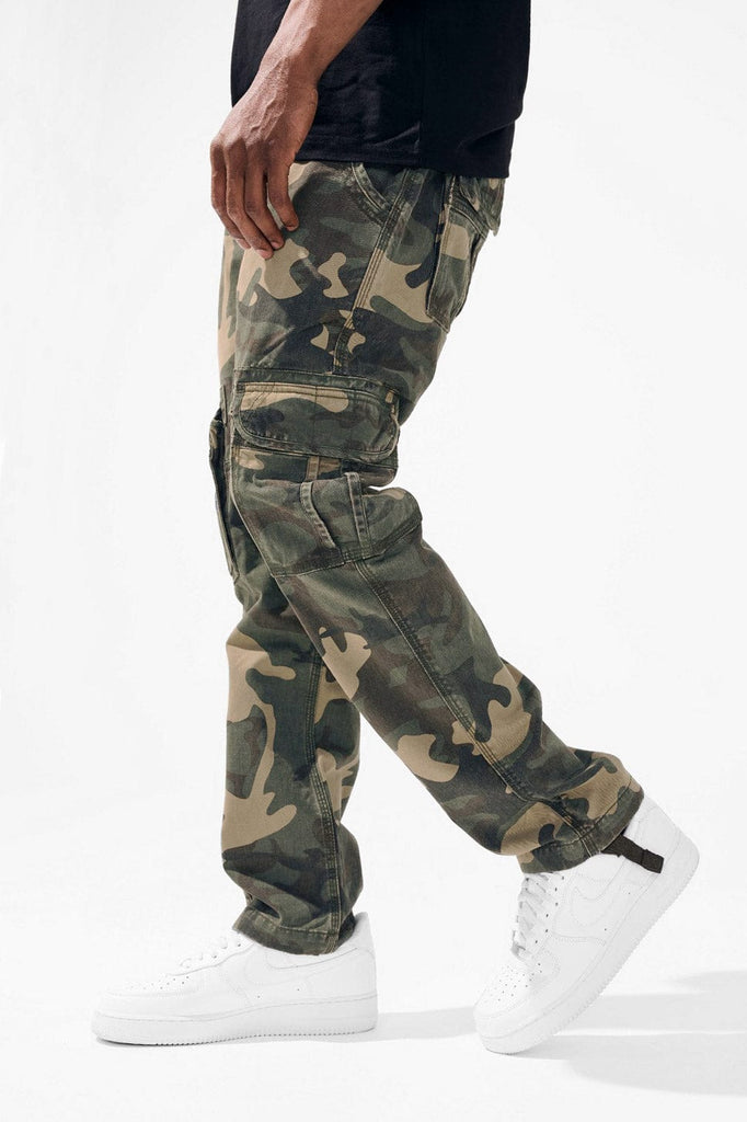 Bershka straight leg cargo trousers in camouflage | ASOS