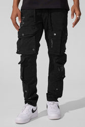 Slim Taper Fit - Defcon Cargo Pants (Black) - Sean Collection