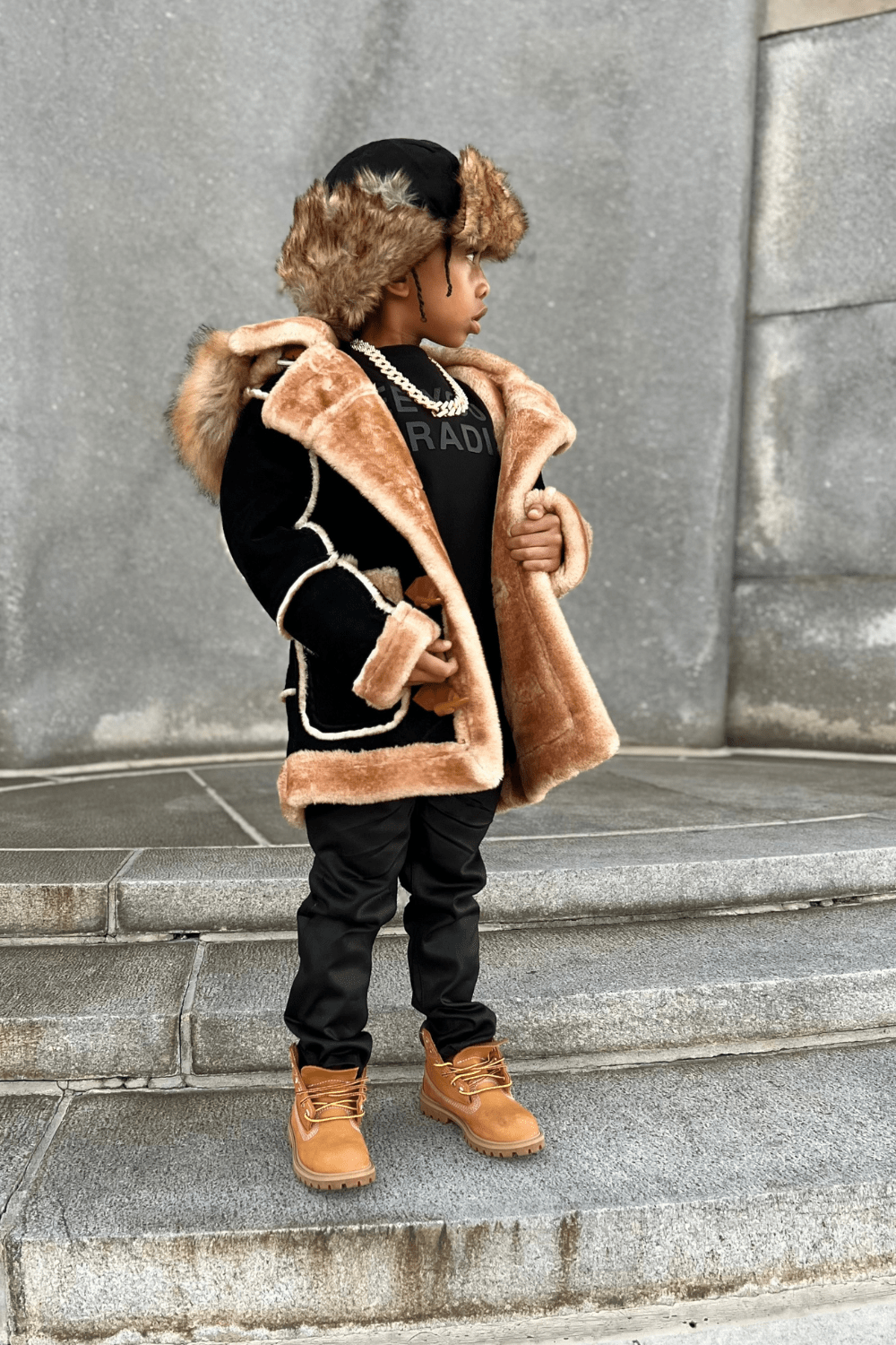 Kids Denali Shearling Jacket Black Coffee