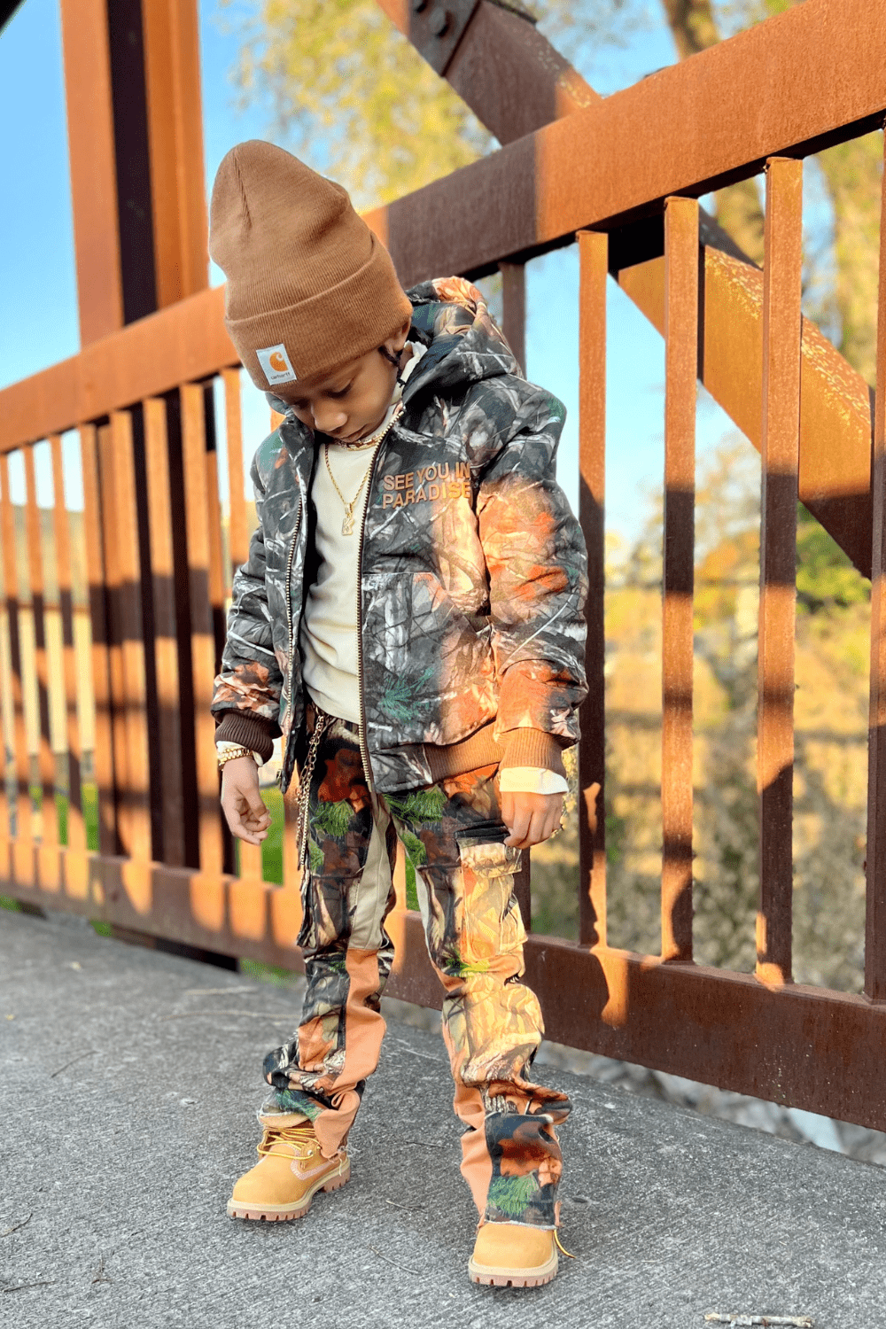 JC Kids Kids Stacked Camo Cargo Denim (Maple)