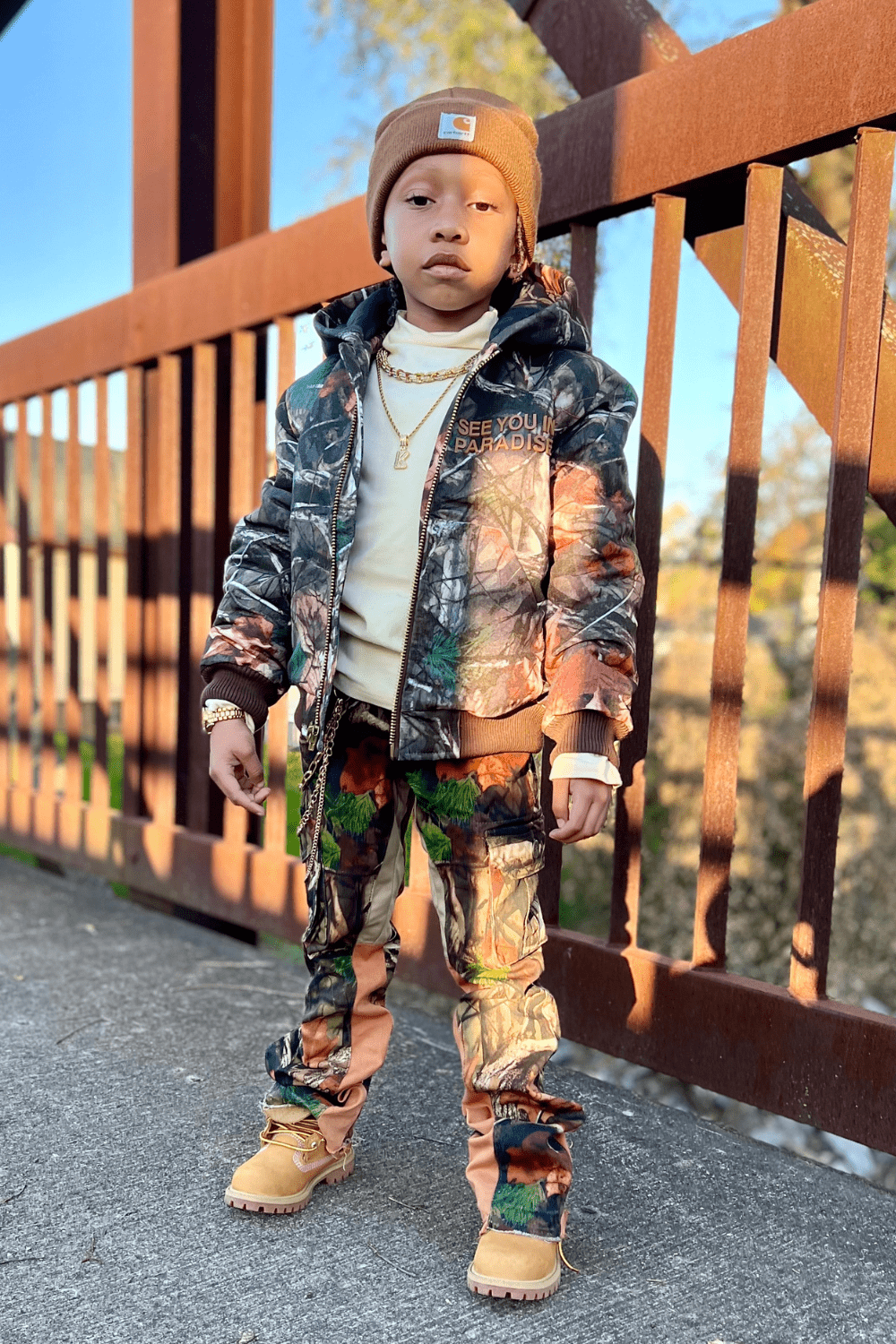 JC Kids Kids Stacked Camo Cargo Denim (Maple)