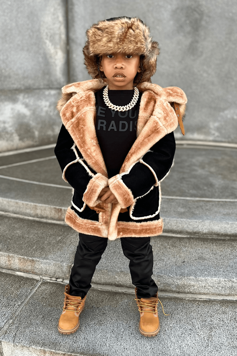 Kids shearling coat discount