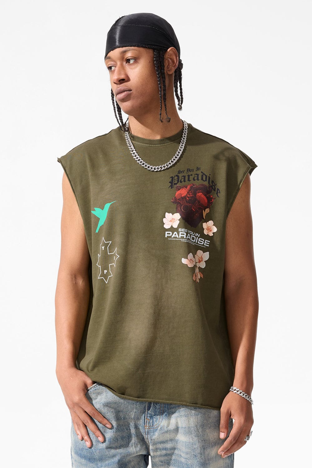 Jordan Craig Heartfelt Cut Off T-Shirt Olive / S