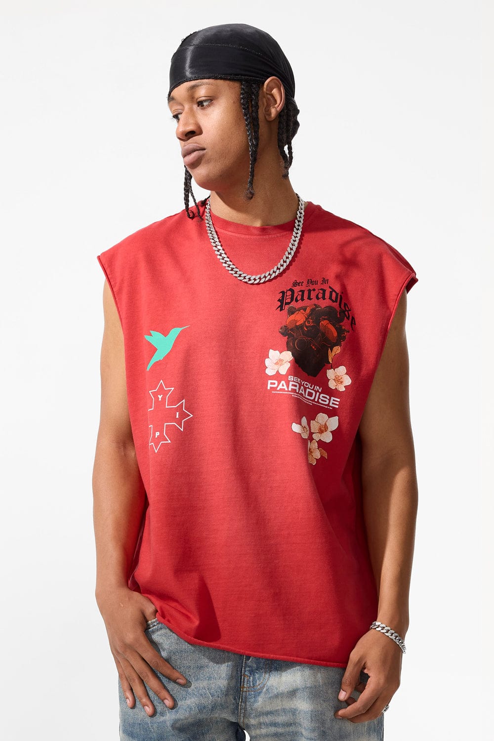 Jordan Craig Heartfelt Cut Off T-Shirt Red / S