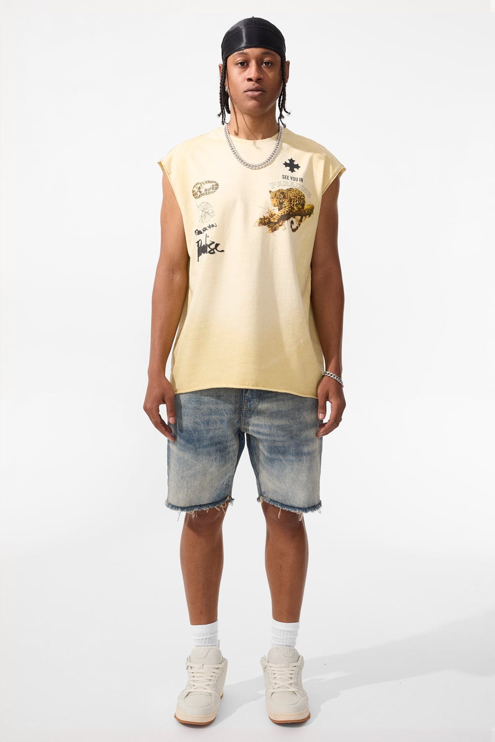 Jordan Craig The Prowl Cut Off T-Shirt (Light Khaki)