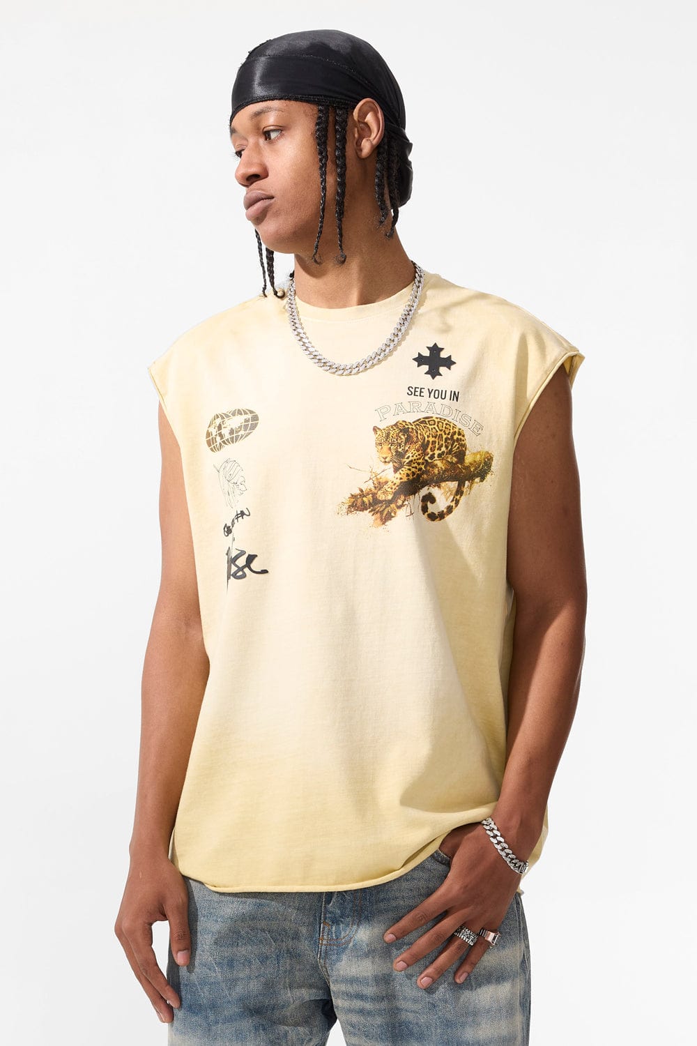 Jordan Craig The Prowl Cut Off T-Shirt (Light Khaki) S / Light Khaki
