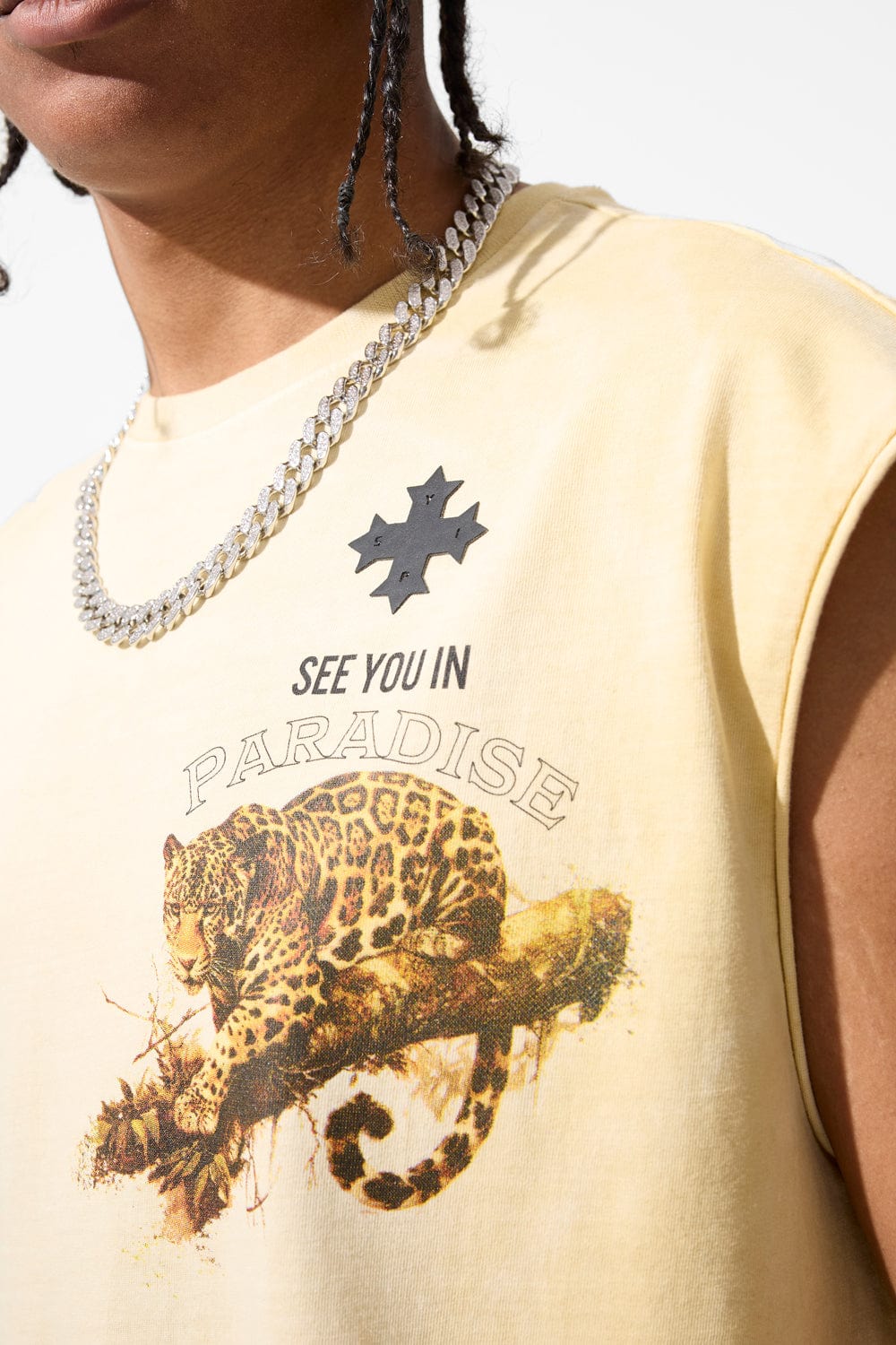 Jordan Craig The Prowl Cut Off T-Shirt (Light Khaki)