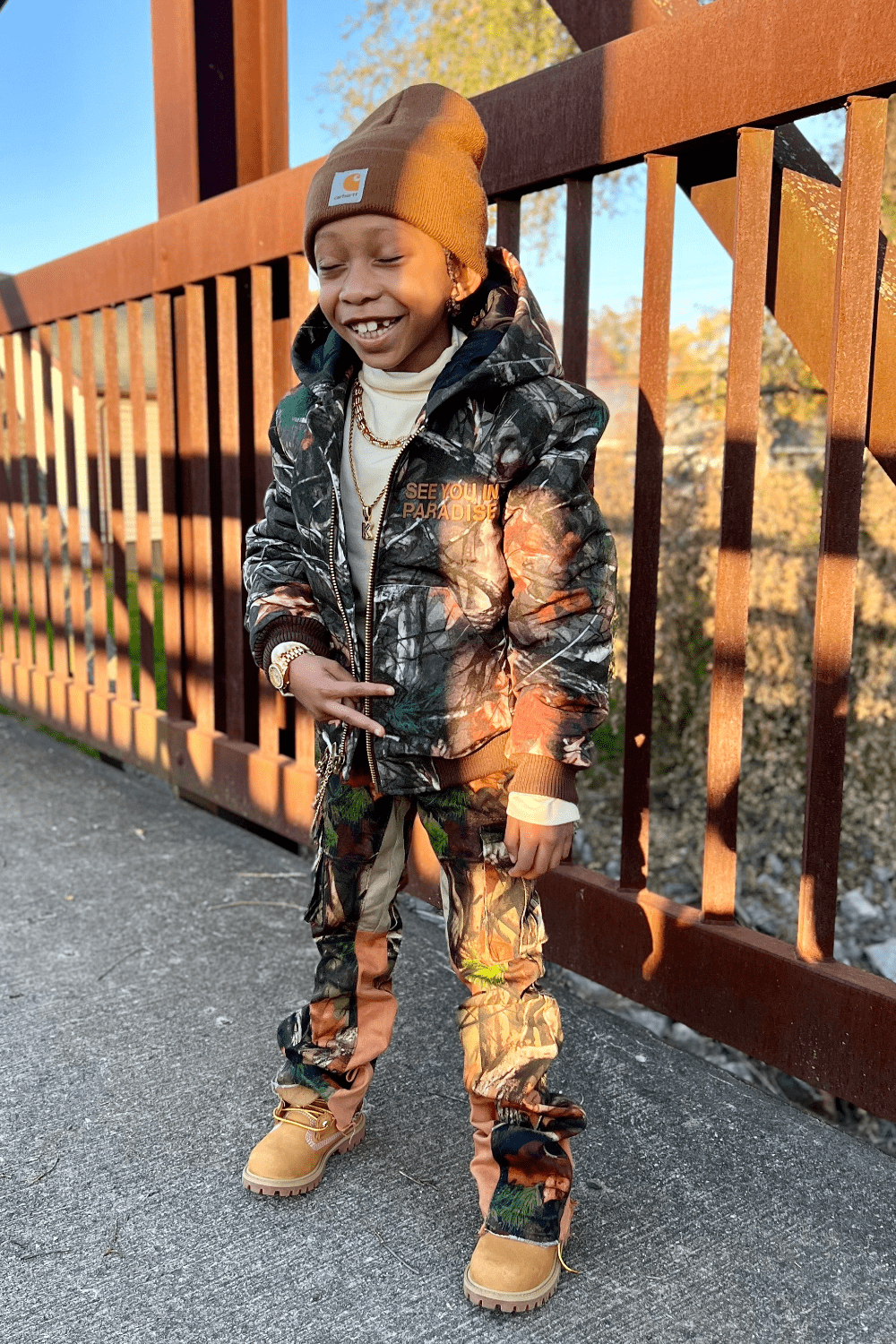 JC Kids Kids Stacked Camo Cargo Denim (Maple)