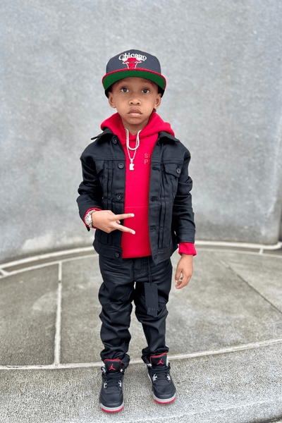 Kids Smooth Criminal Denim Trucker Jacket (Jet Black)