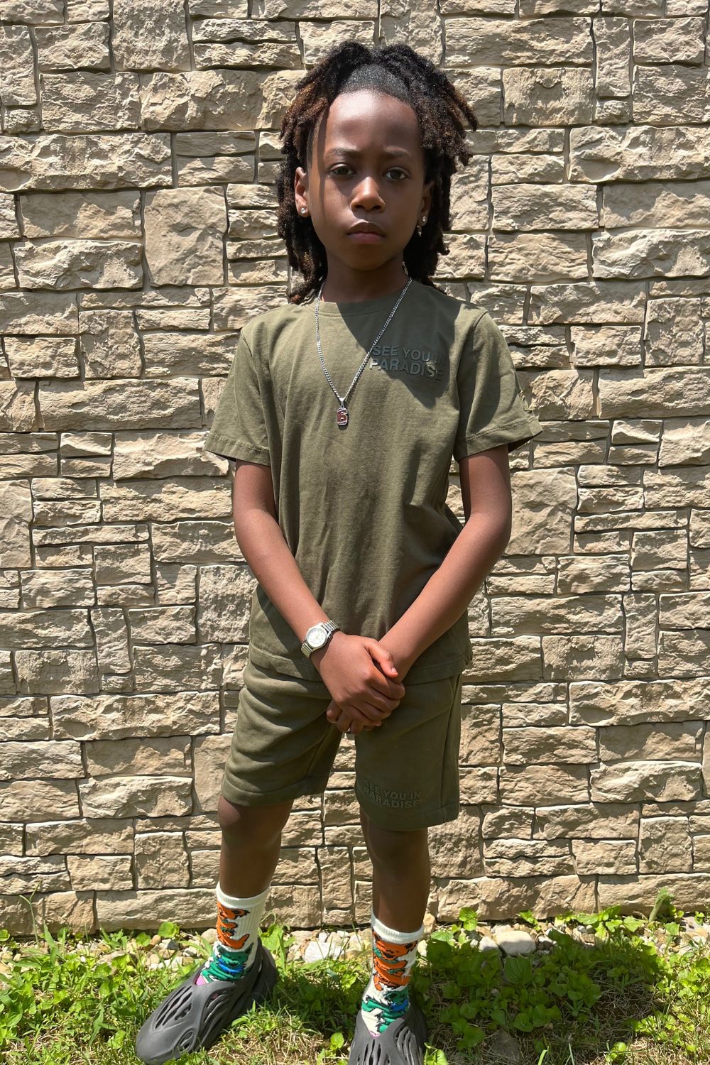 JC Kids Kids Paradise Tonal T-Shirt (Olive)