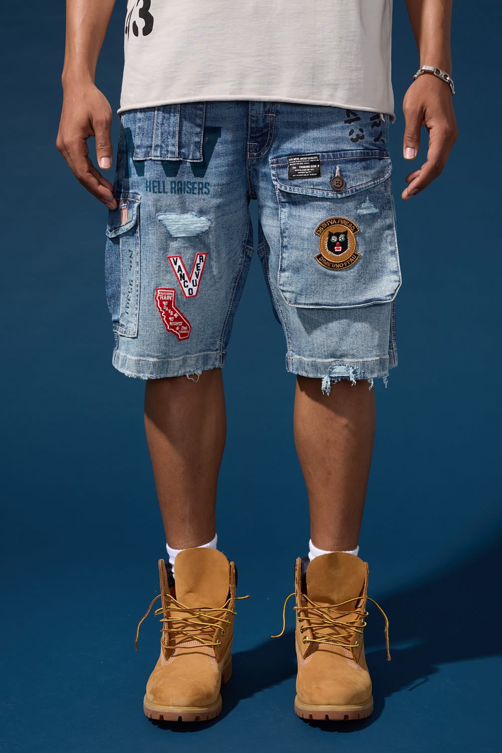 Jordan Craig OG - Hell Raiser Denim Cargo Shorts (Aged Wash)