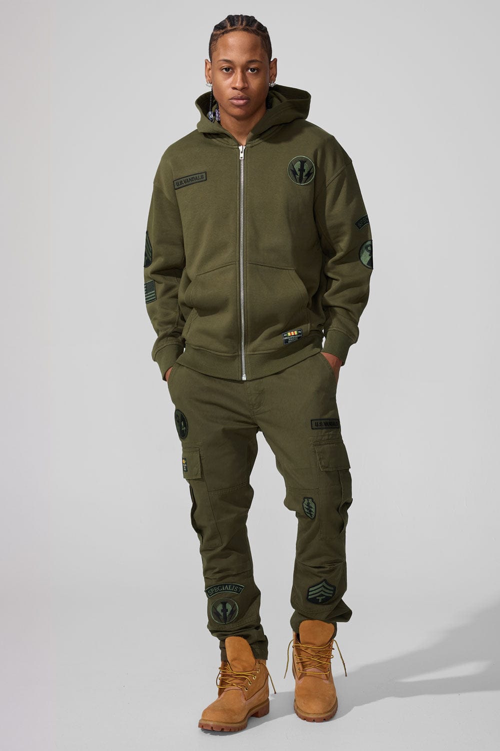 Xavier - Prestige Tonal Cargo Pants (Army Green)