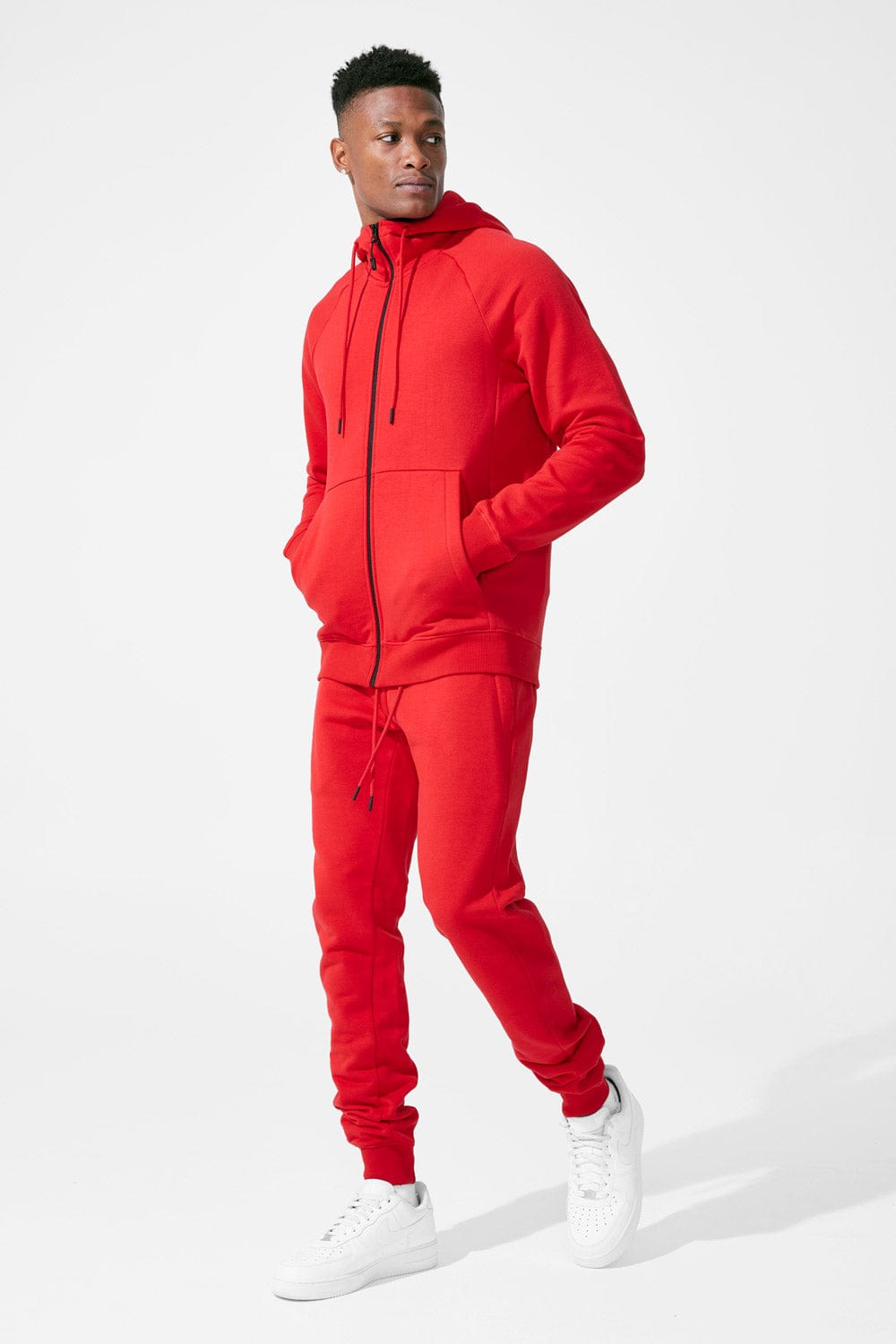 Red jordan zip online up hoodie