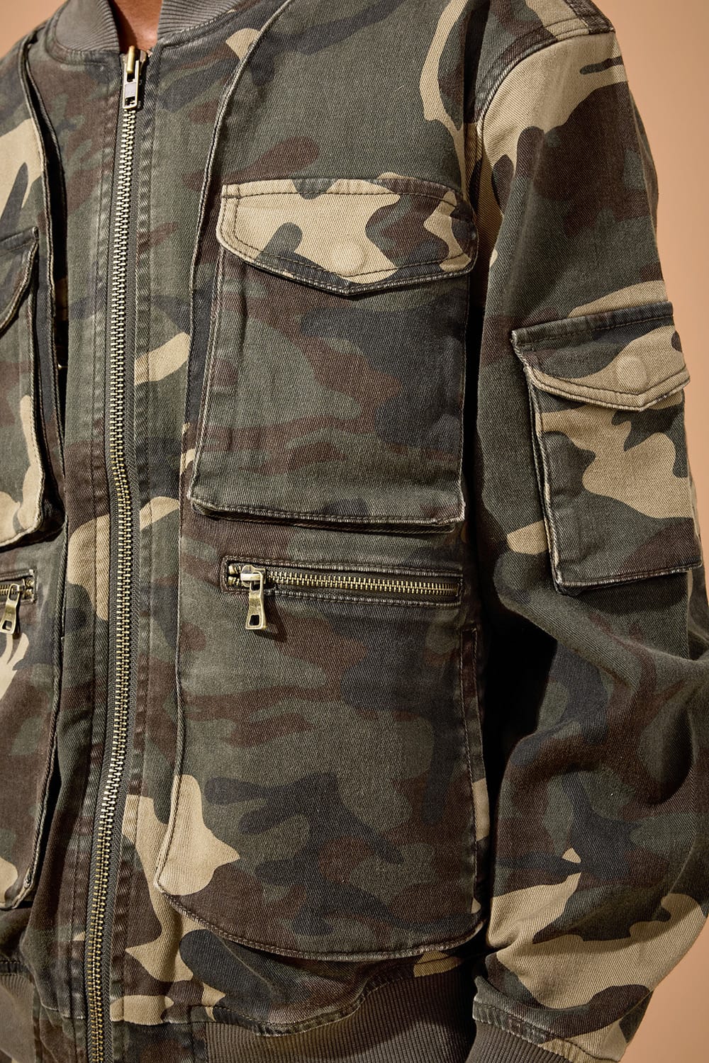 Jordan Craig Camo Mercenary Bomber Jacket (Woodland)