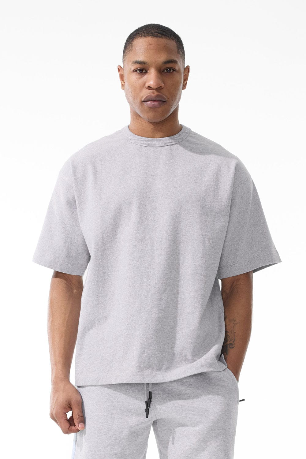 Jordan Craig Burbank Cropped Boxy T-Shirt Heather Grey / S