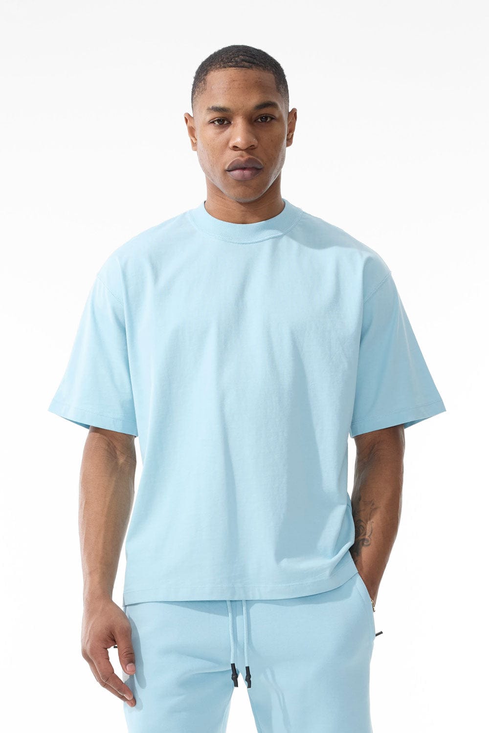 Jordan Craig Burbank Cropped Boxy T-Shirt Sky Blue / S