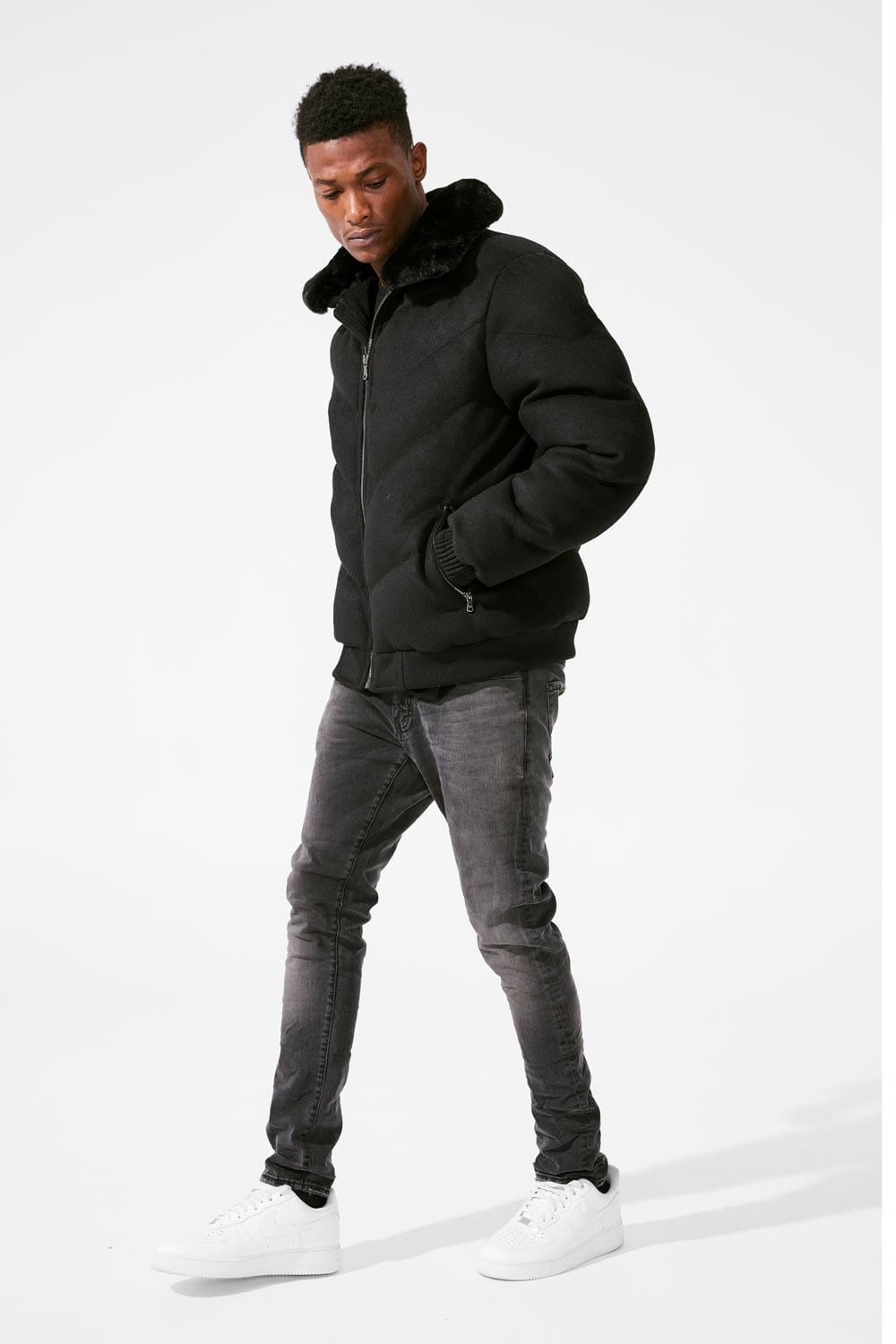 Everest Wool Bubble Jacket Black