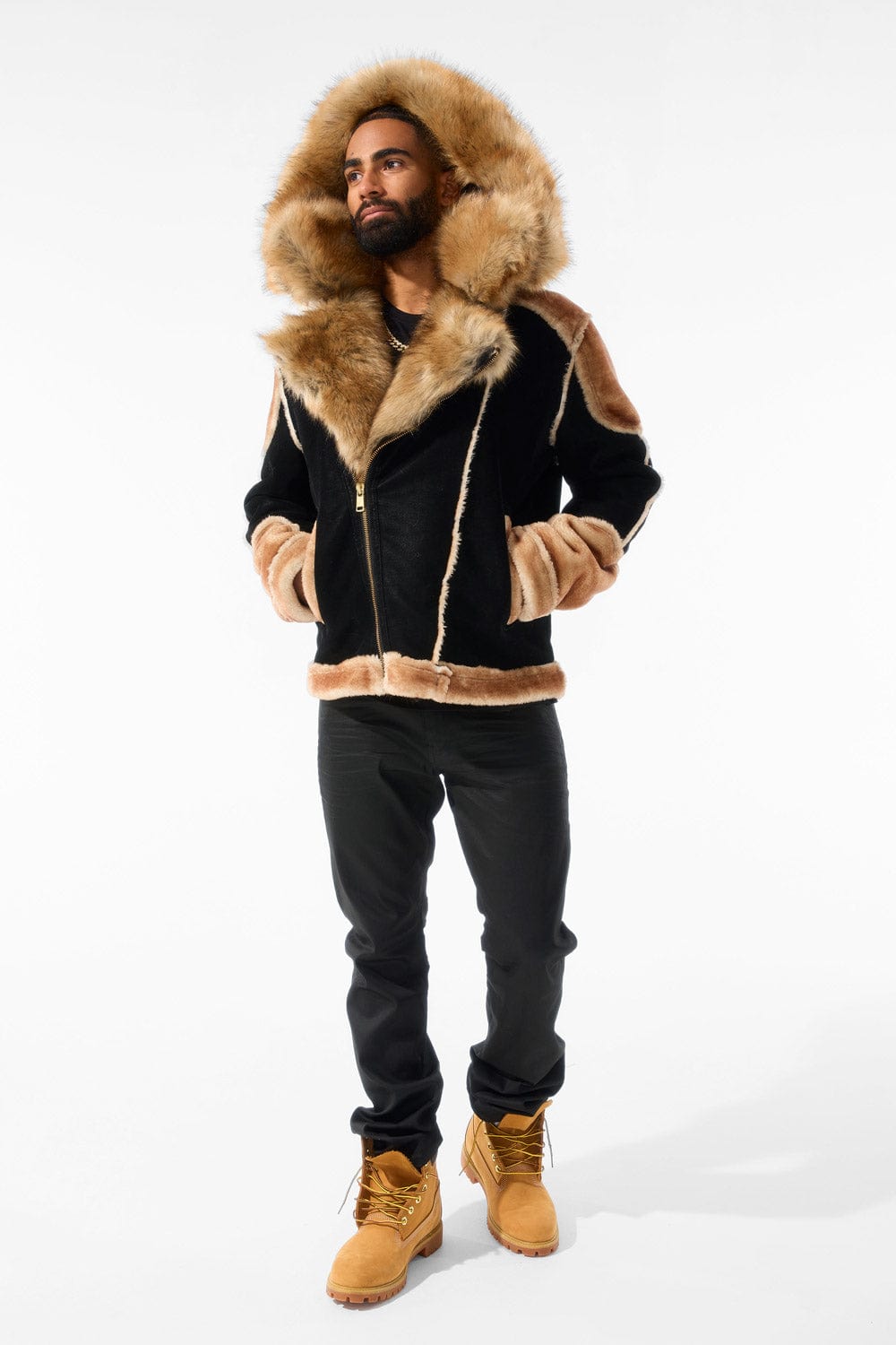 Jordan Craig El Jefe Shearling Moto Jacket (Black Coffee)