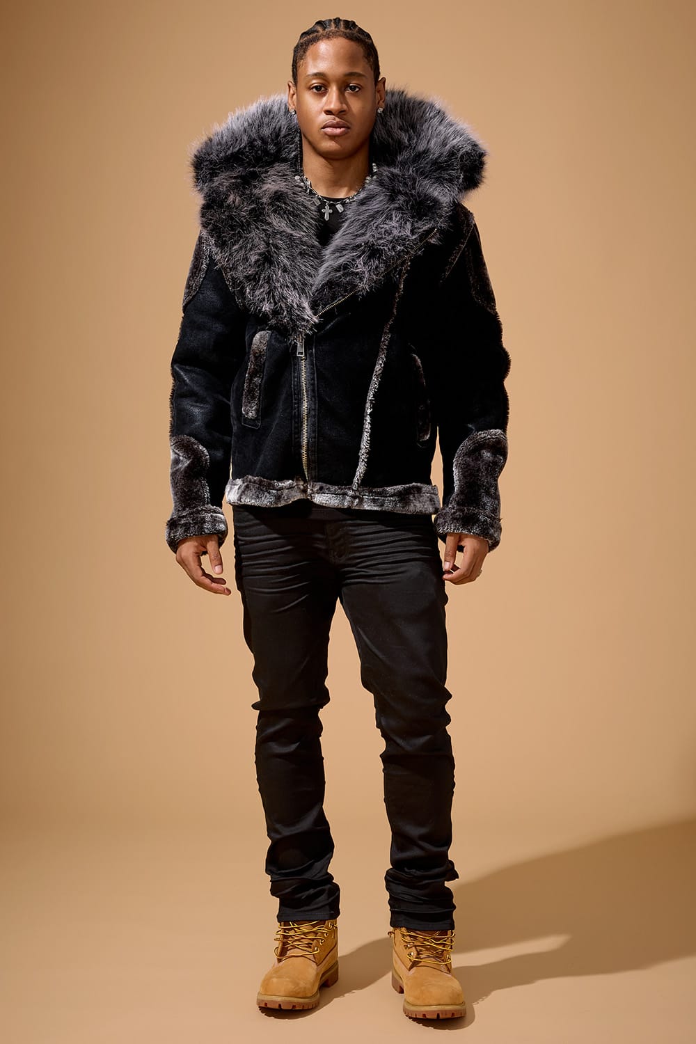 Jordan Craig El Jefe Shearling Moto Jacket (Black)