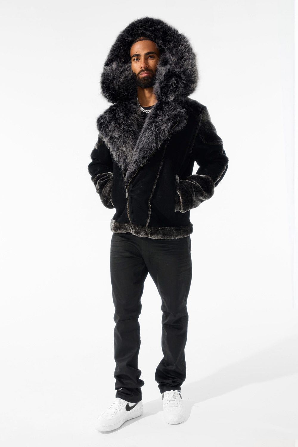 Jordan Craig El Jefe Shearling Moto Jacket (Black)