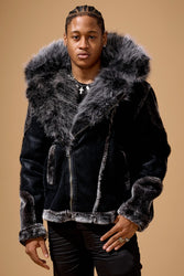 El Jefe Shearling Moto Jacket (Black)
