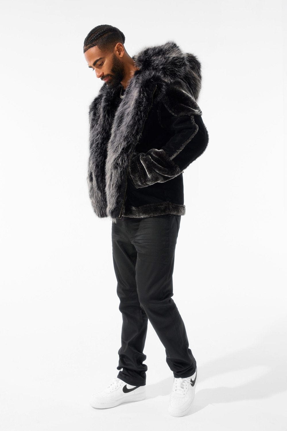 Jordan Craig El Jefe Shearling Moto Jacket (Black)