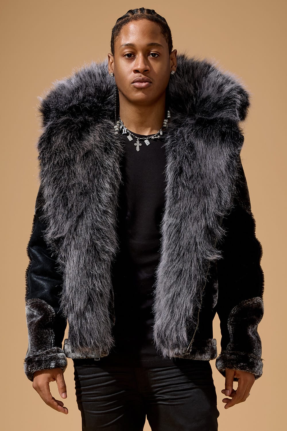 Jordan Craig El Jefe Shearling Moto Jacket (Black)