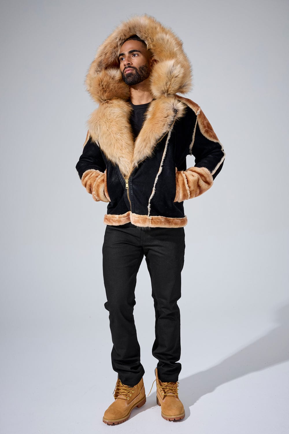 Jordan Craig El Jefe Shearling Moto Jacket (Black Coffee)