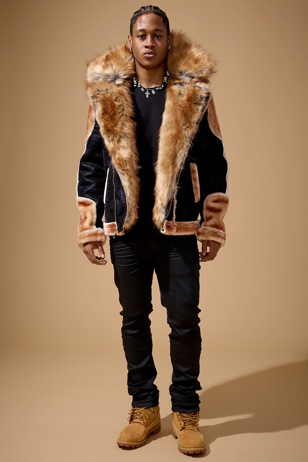 Jordan Craig El Jefe Shearling Moto Jacket (Black Coffee)
