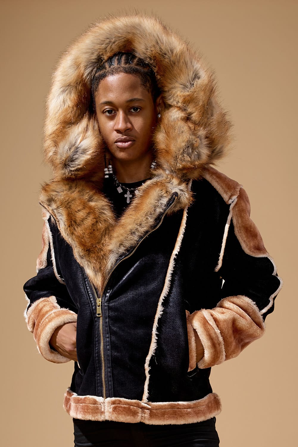Jordan Craig El Jefe Shearling Moto Jacket (Black Coffee)