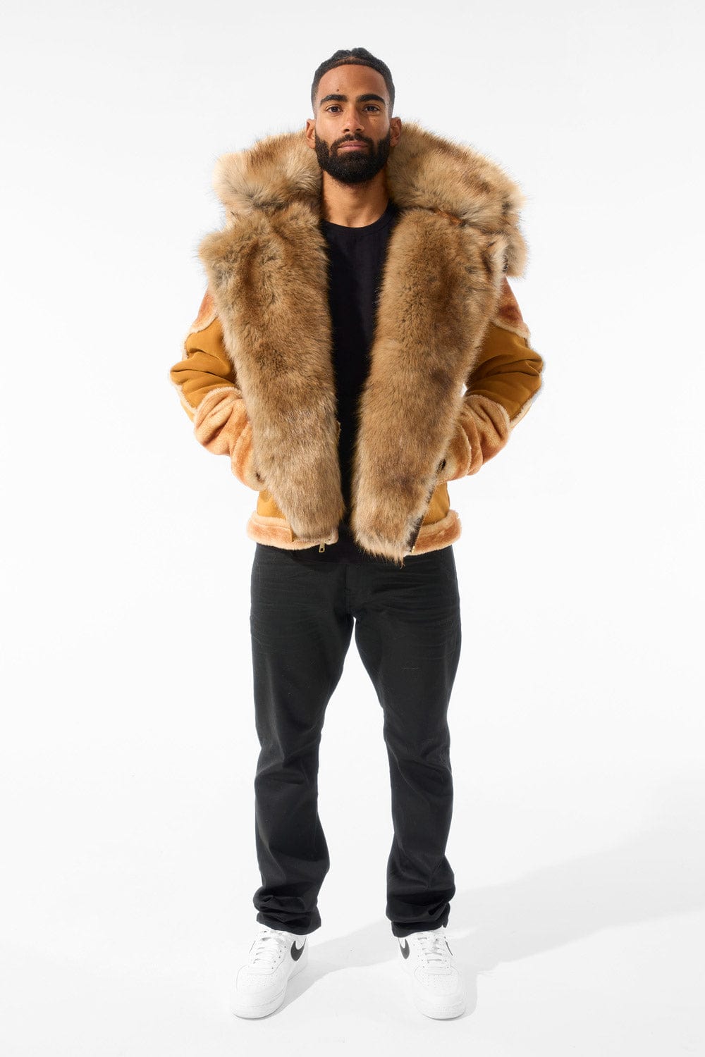 Jordan Craig El Jefe Shearling Moto Jacket (Cognac)